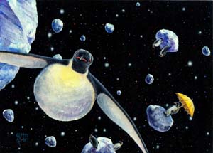 Randy Asplund CCG Art Galactic Empires M4 Space Penguin
